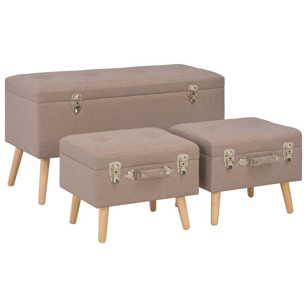 vidaXL Hocker mit Stauraum 3 Stk. Beige Stoff