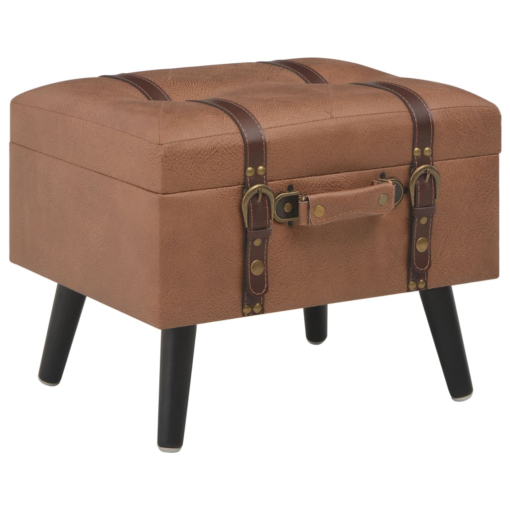 vidaXL Hocker mit Stauraum 40 cm Hellbraun Kunstleder