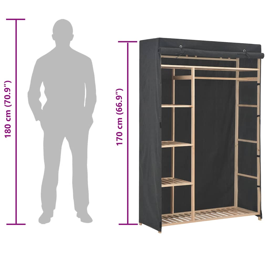 vidaXL Kleiderschrank Grau 110 x 40 x 170 cm Stoff