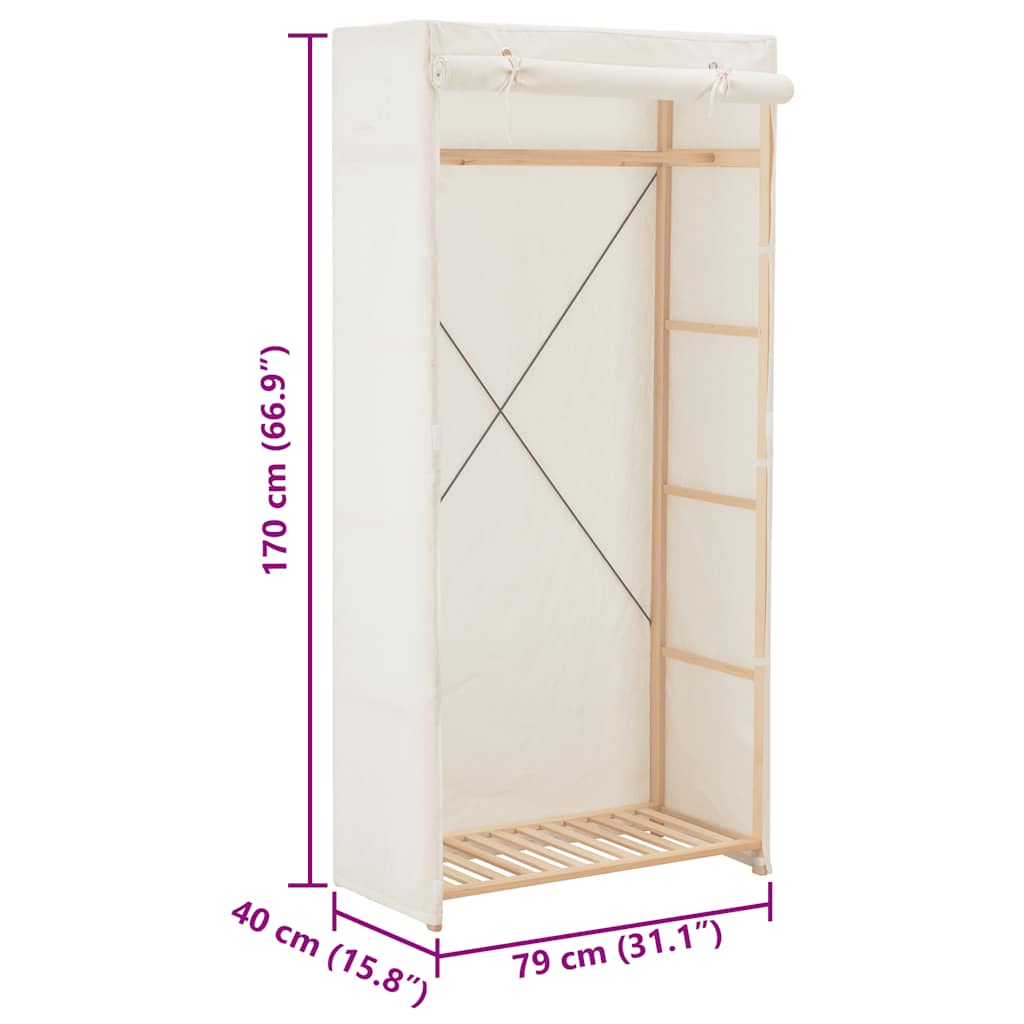 vidaXL Kleiderschrank Weiß 79 x 40 x 170 cm Stoff