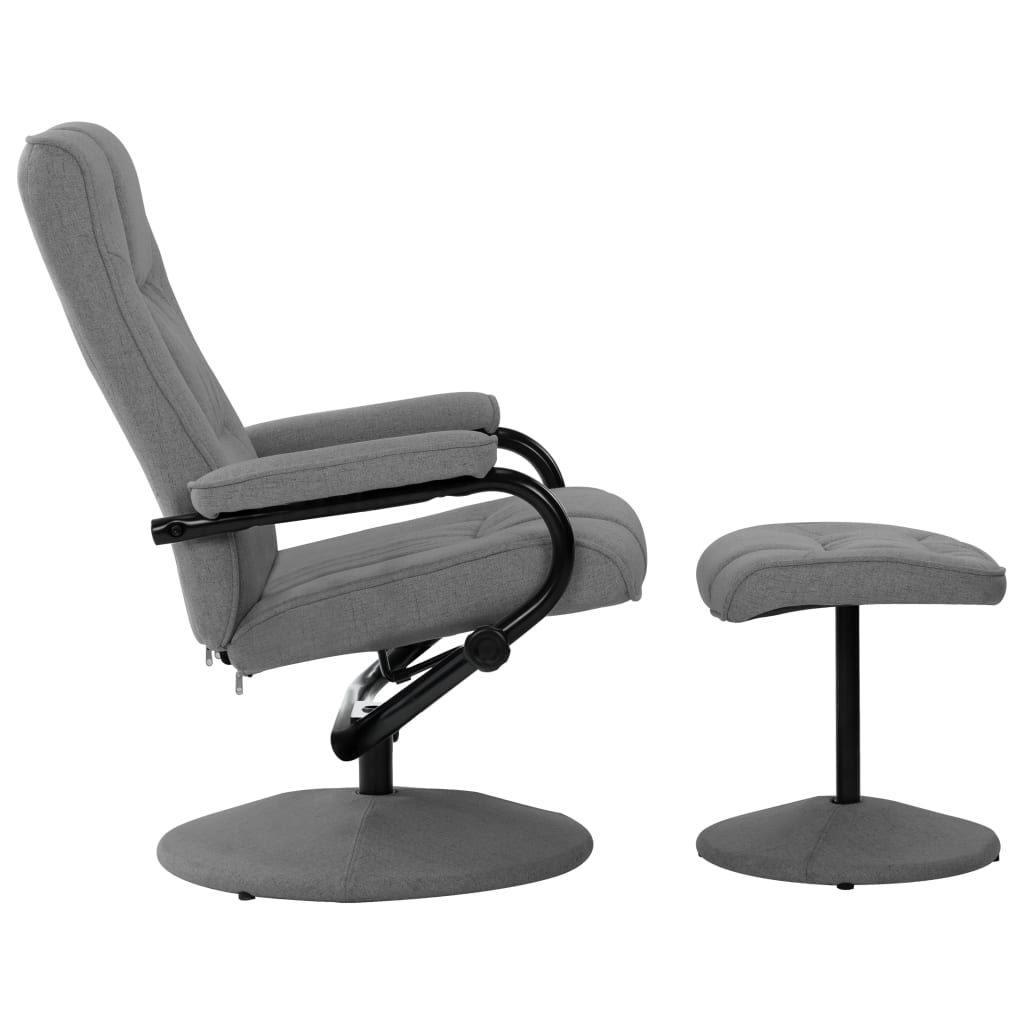 vidaXL Relaxsessel mit Fußhocker Hellgrau Stoff