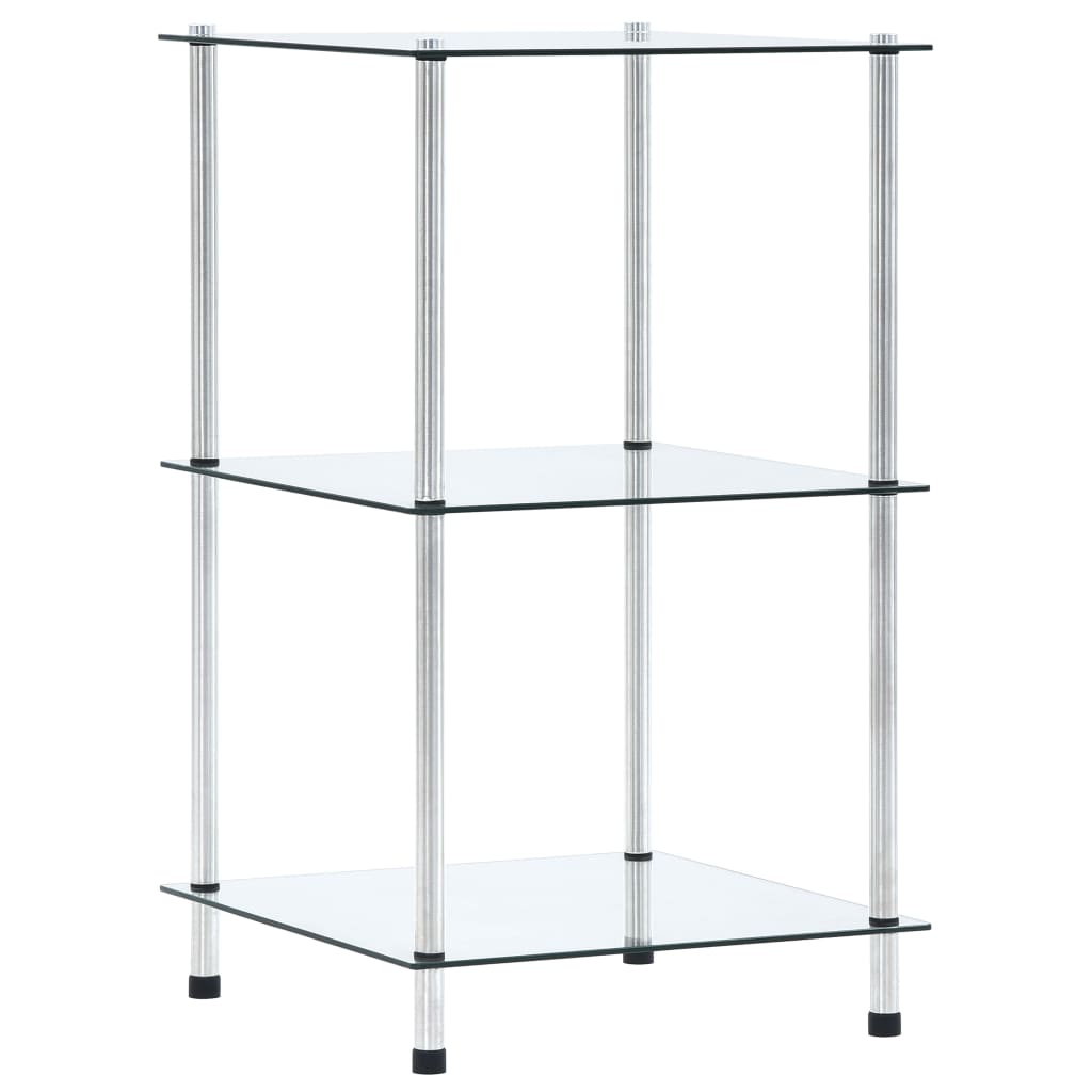 vidaXL Regal mit 3 Ablagen Transparent 40x40x67 cm Hartglas