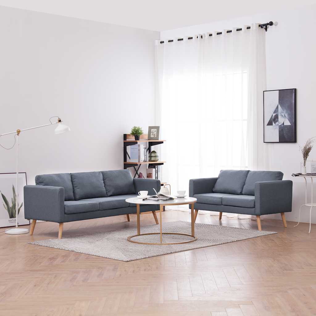 vidaXL Sofa 2-Sitzer Stoff Hellgrau