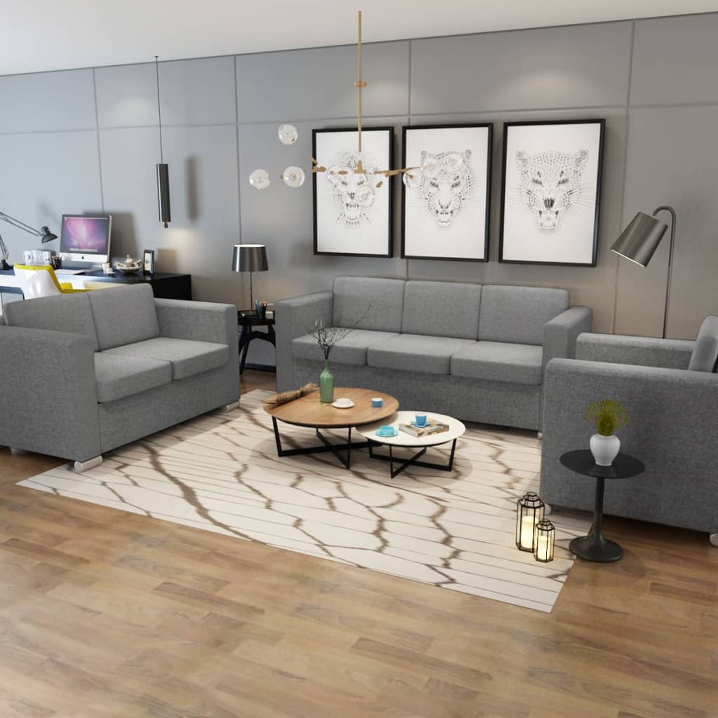 vidaXL Sofa 2-Sitzer Stoff Hellgrau