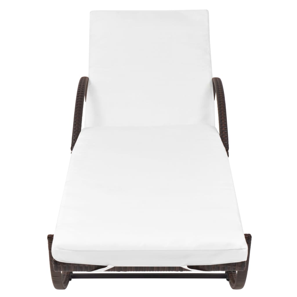 vidaXL Sonnenliegen 2 Stk. mit Tisch Poly Rattan Braun