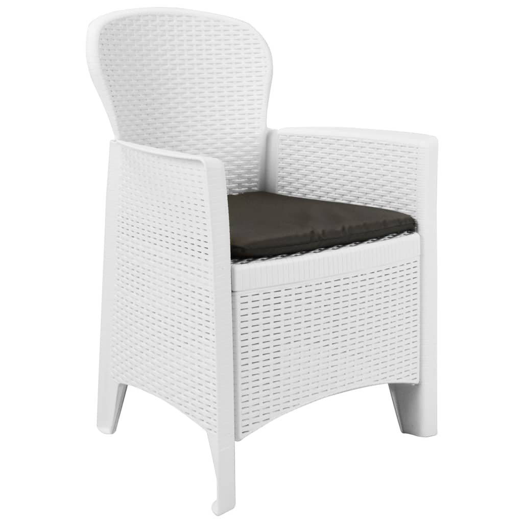 vidaXL 3-tlg. Bistro-Set Kunststoff Weiß Rattan-Optik