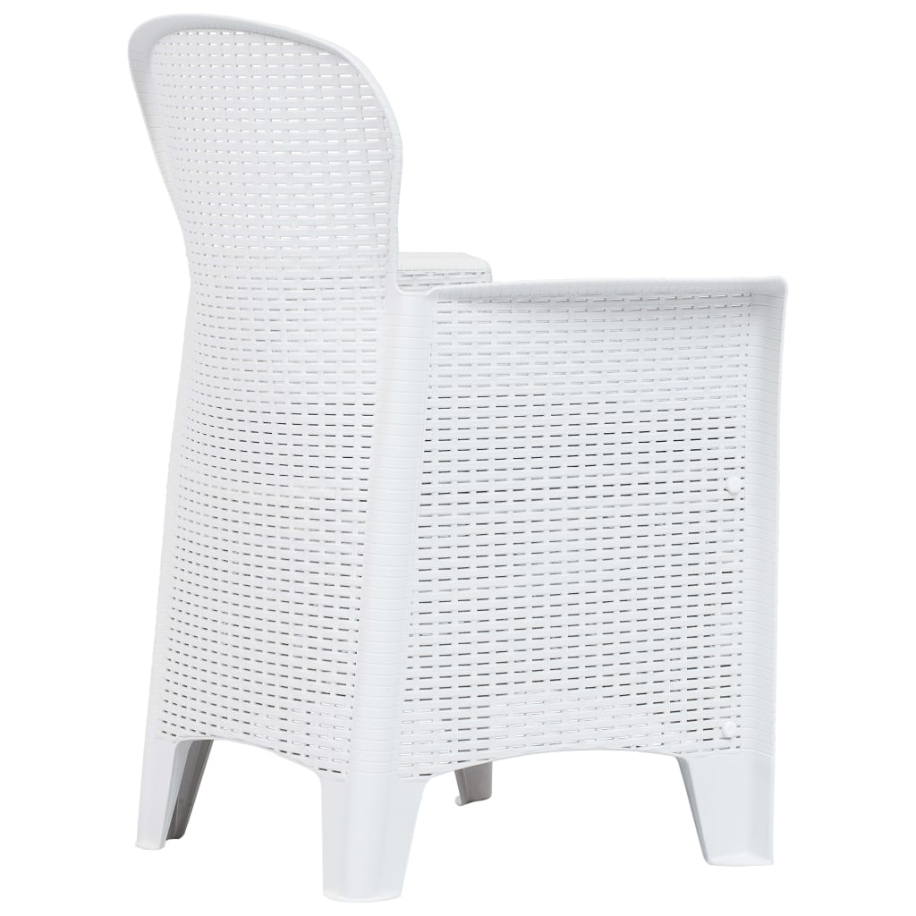 vidaXL 3-tlg. Bistro-Set Kunststoff Weiß Rattan-Optik