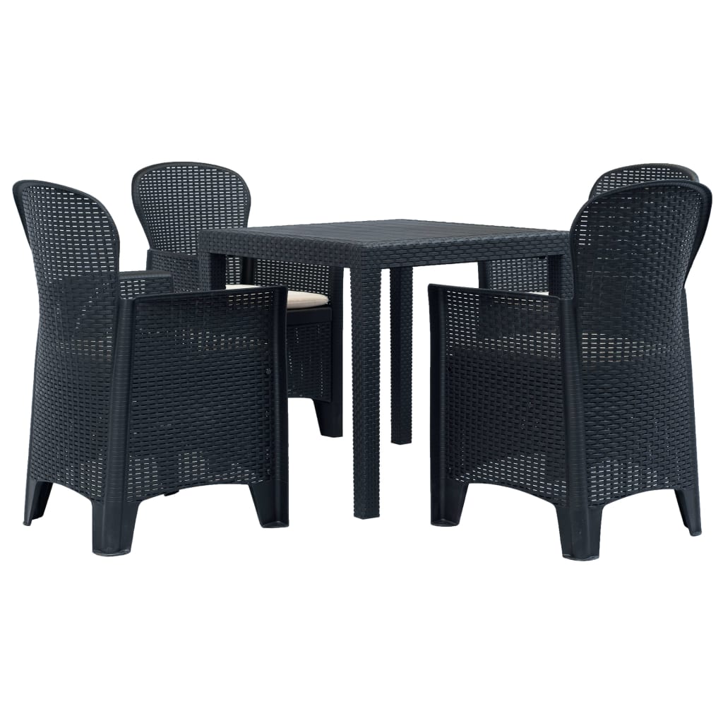 vidaXL 3-tlg. Bistro-Set Kunststoff Weiß Rattan-Optik