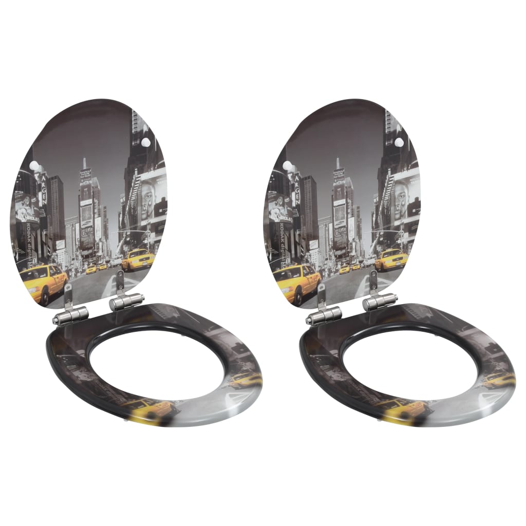 vidaXL Toilettensitz MDF Deckel Schlichtes Design Weiß