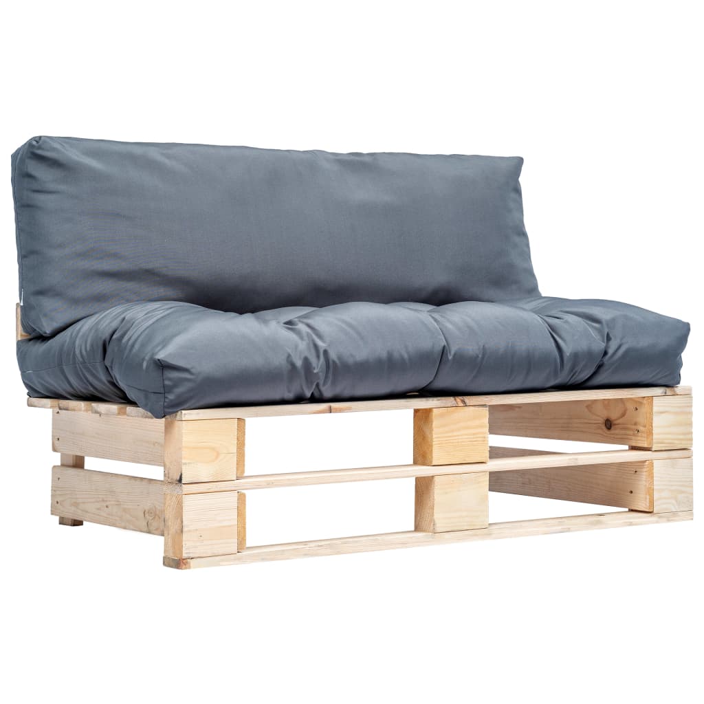 vidaXL Outdoor-Sofa Paletten mit Kissen in Sandfarben Kiefernholz