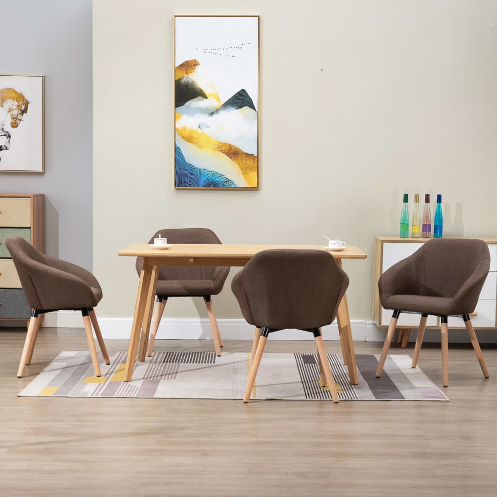 vidaXL Esszimmerstühle 4 Stk. Braun Stoff