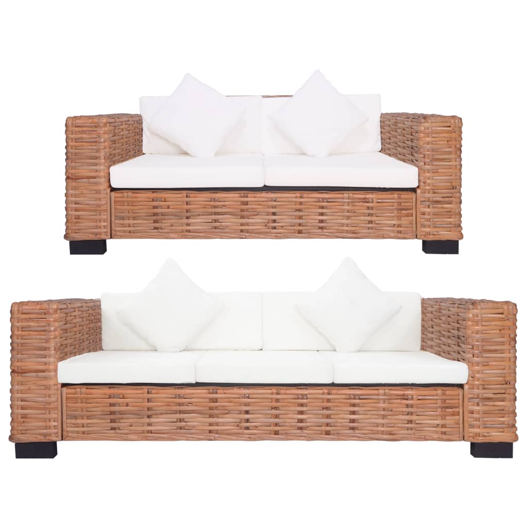 vidaXL 2-Sitzer-Sofa Natürliches Rattan