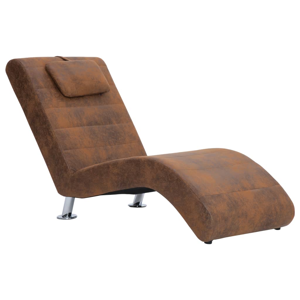 vidaXL Chaiselongue mit Kissen Braun Wildleder-Optik