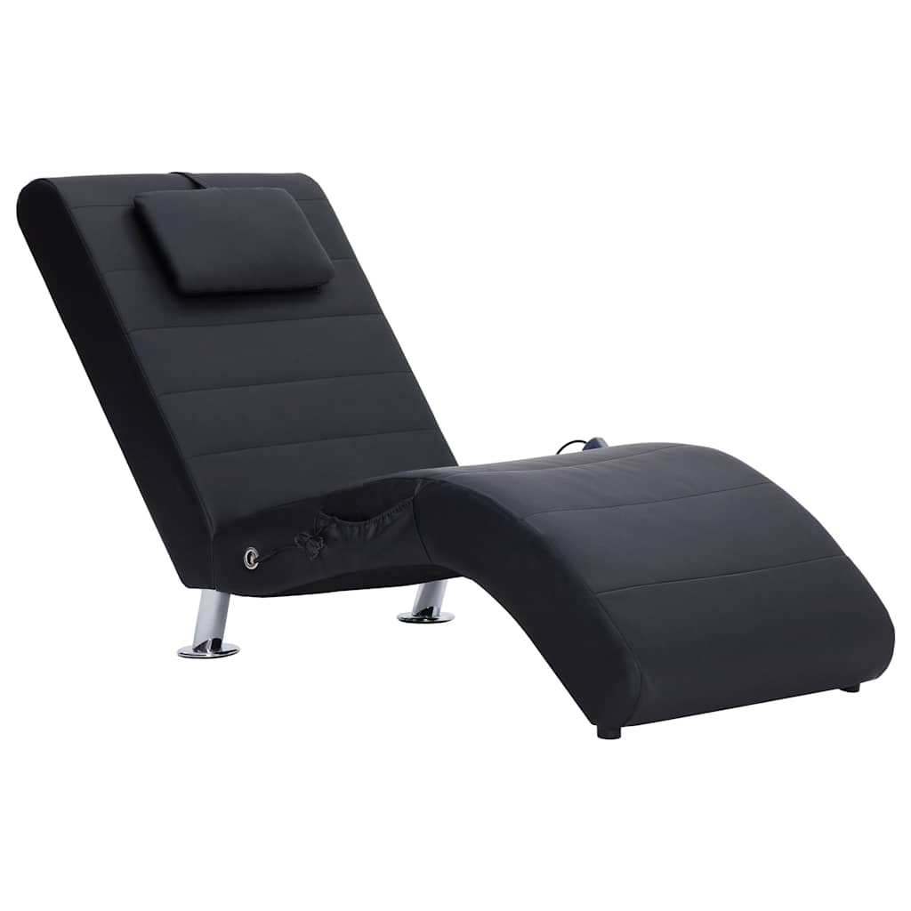 vidaXL Massage-Chaiselongue mit Kissen Schwarz Kunstleder