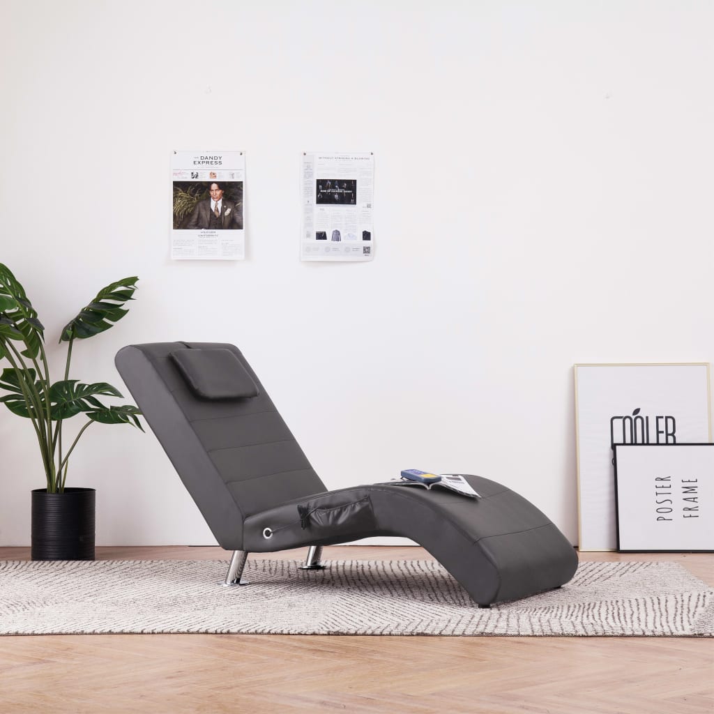 vidaXL Massage-Chaiselongue mit Kissen Schwarz Kunstleder