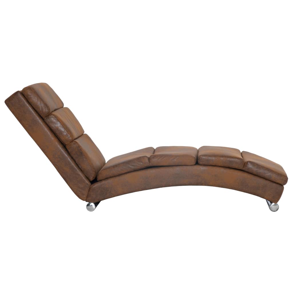 vidaXL Chaiselongue Braun Wildleder-Optik