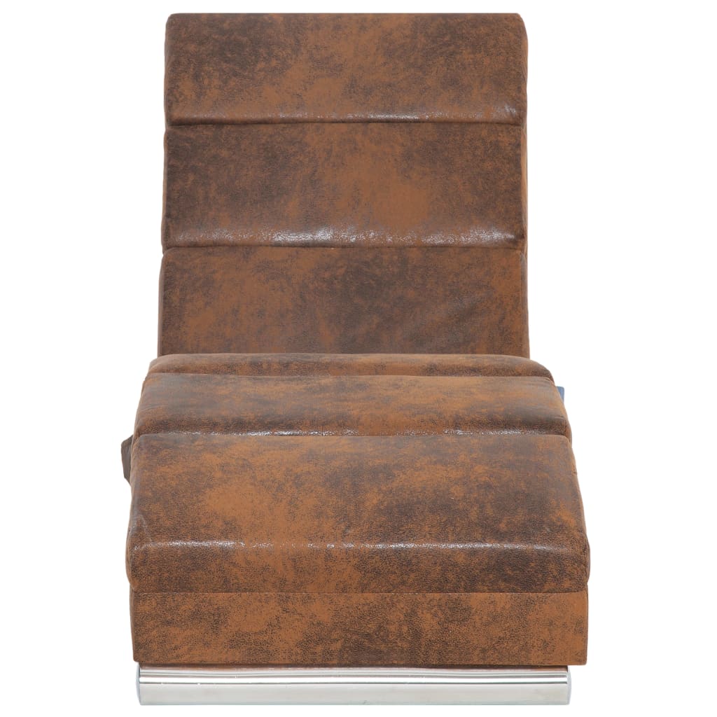 vidaXL Massage Chaiselongue Braun Wildleder-Optik