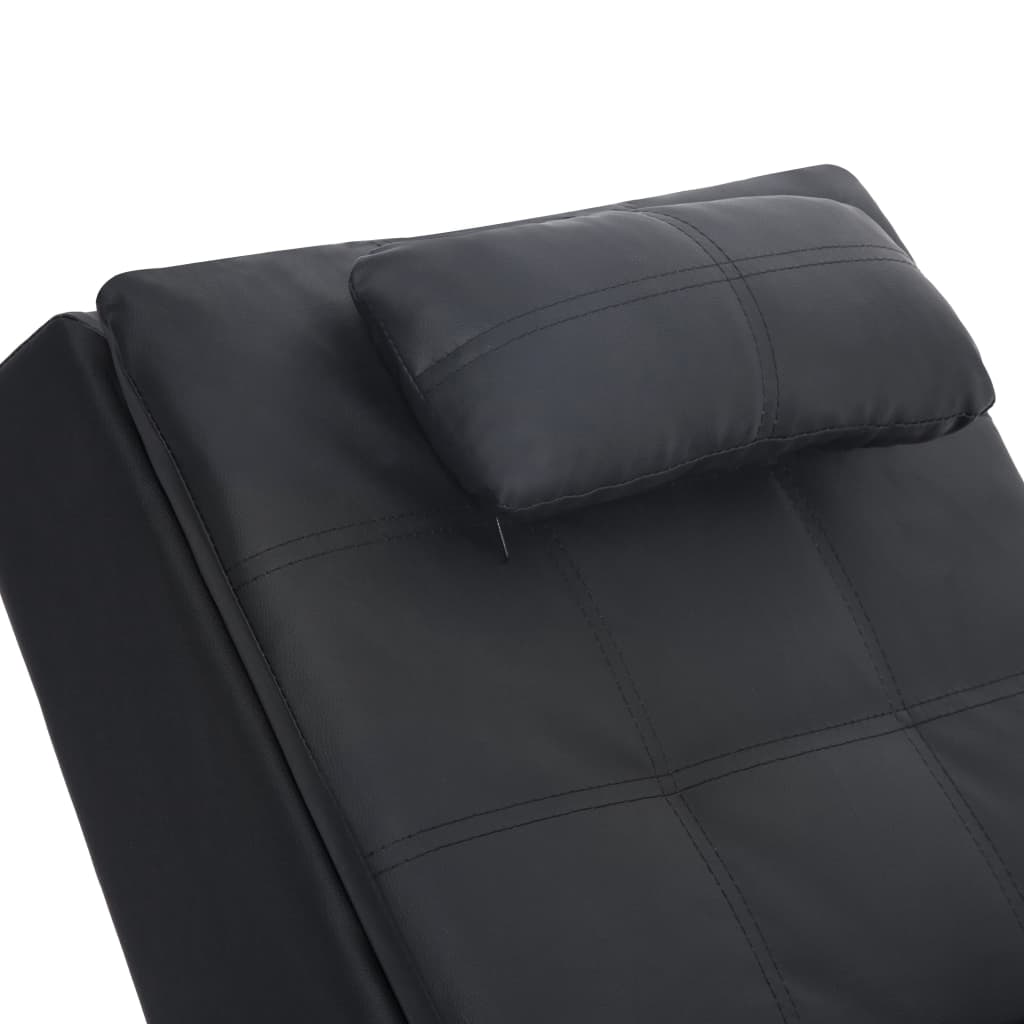 vidaXL Massage Chaiselongue mit Kissen Schwarz Kunstleder