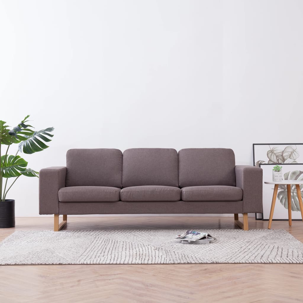vidaXL Sofa 3-Sitzer Stoff Hellgrau