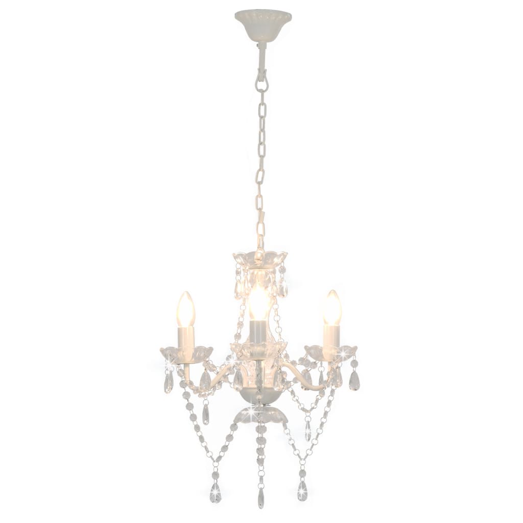 vidaXL Kronleuchter mit Perlen Weiß Rund 3×E14