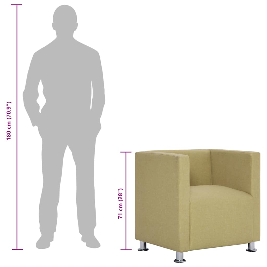 vidaXL Würfel-Sessel Grün Stoff