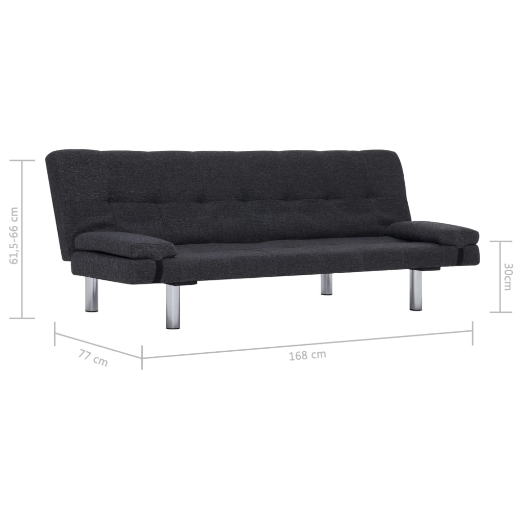 vidaXL Schlafsofa mit zwei Kissen Dunkelgrau Polyester