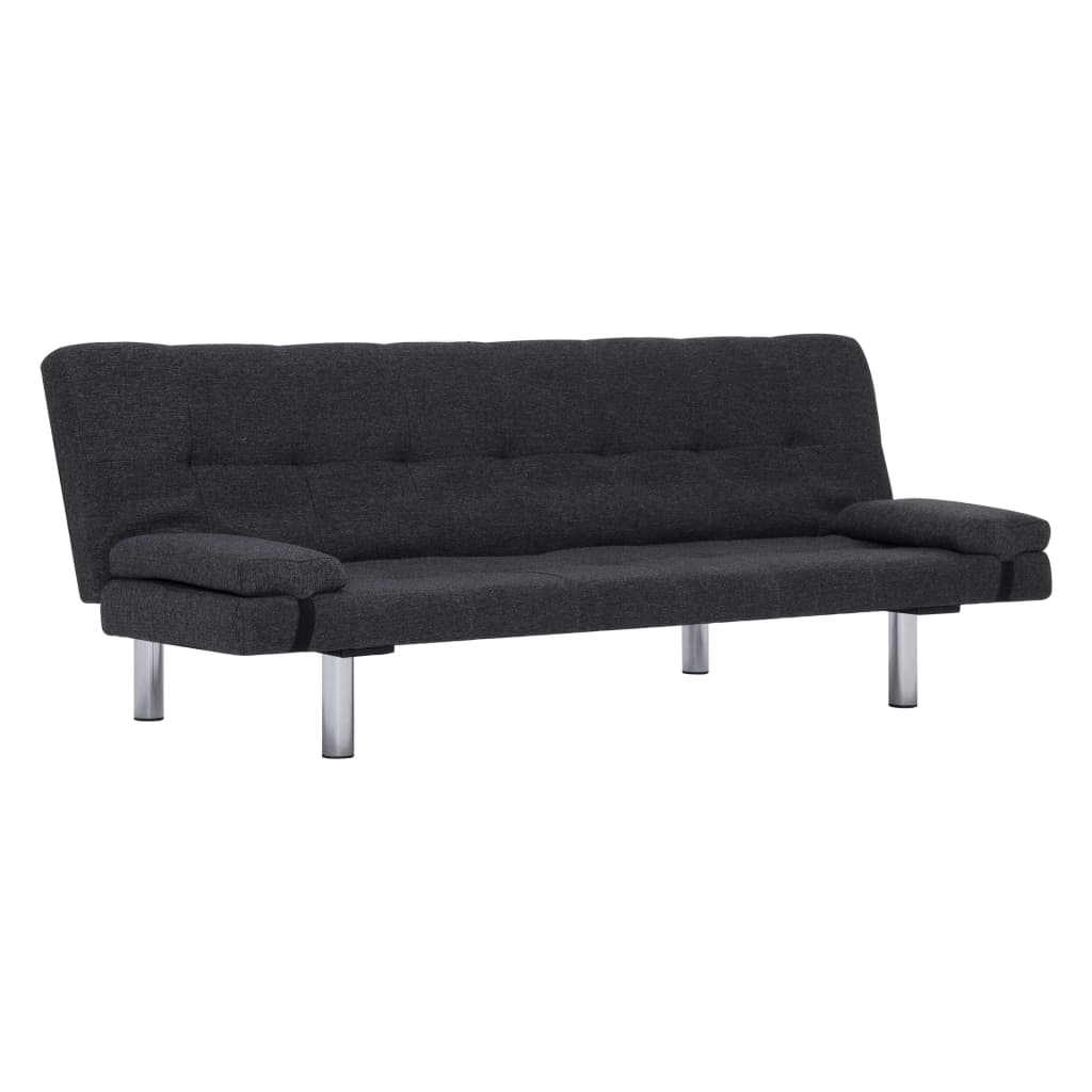 vidaXL Schlafsofa mit zwei Kissen Dunkelgrau Polyester