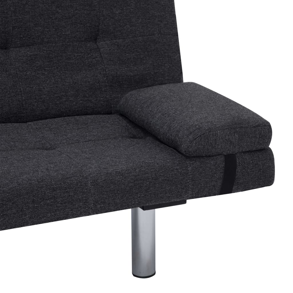 vidaXL Schlafsofa mit zwei Kissen Dunkelgrau Polyester