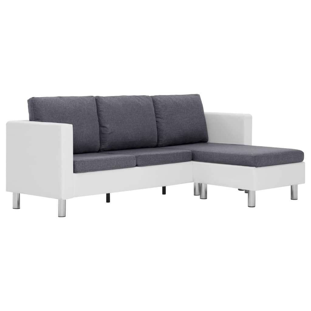 vidaXL 3-Sitzer-Sofa mit Kissen Weiß Kunstleder