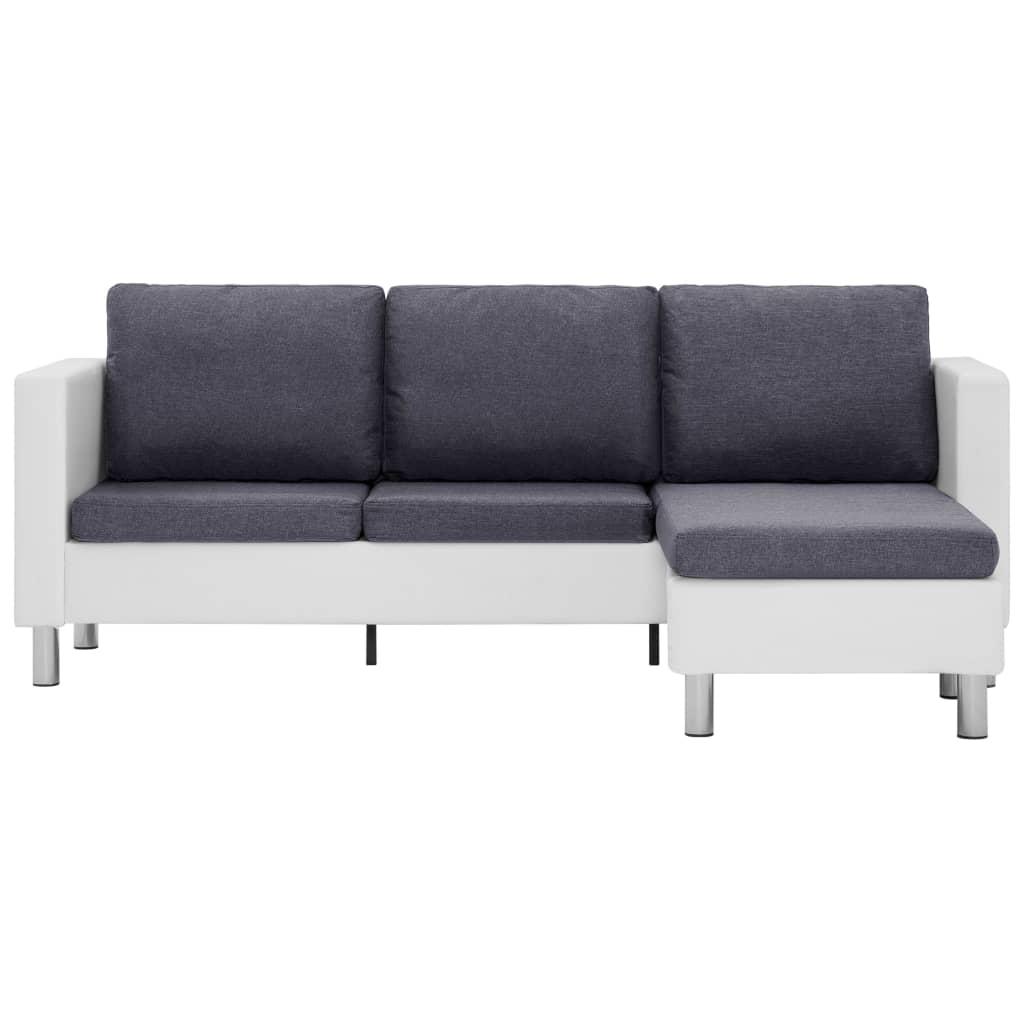 vidaXL 3-Sitzer-Sofa mit Kissen Weiß Kunstleder