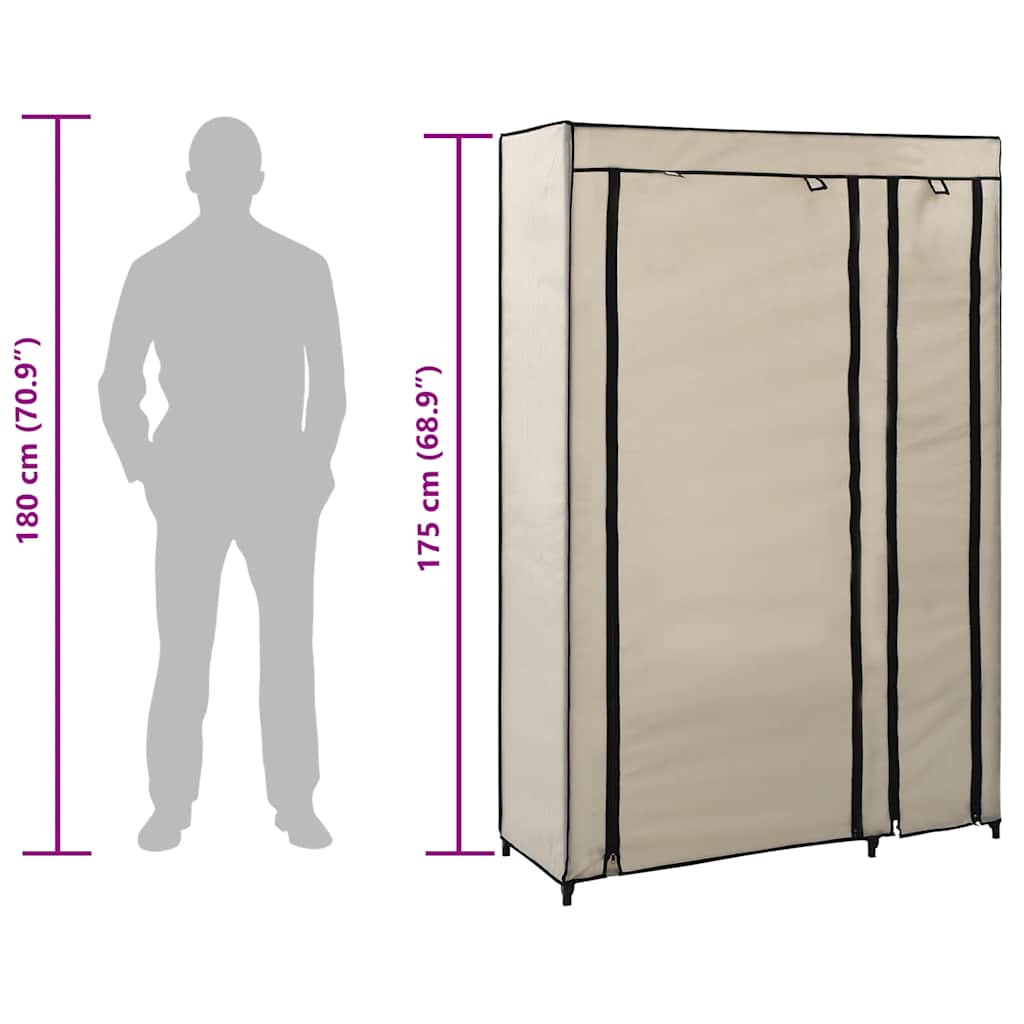 vidaXL Faltschrank Creme 110x45x175 cm Stoff