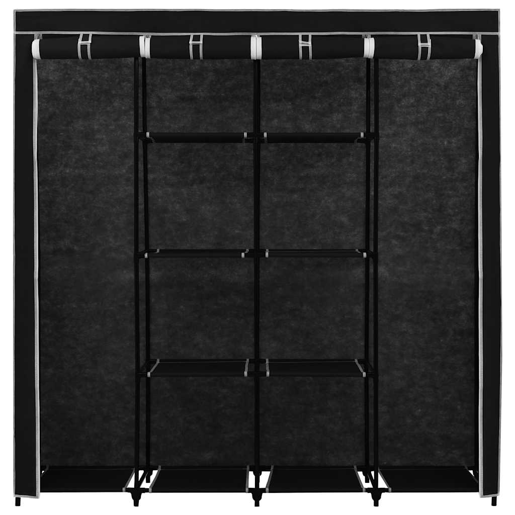 vidaXL Kleiderschrank mit 4 Fächern Schwarz 175 x 45 x 170 cm