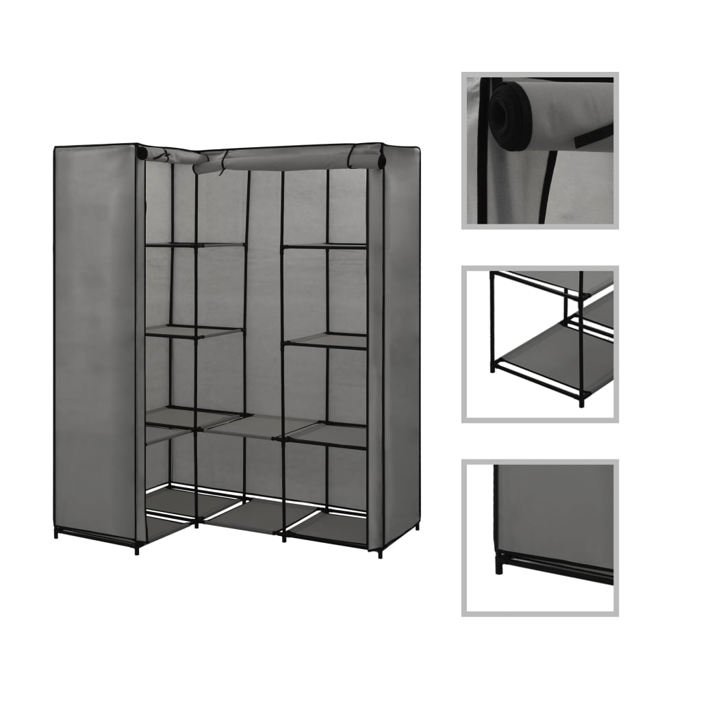 vidaXL Eckkleiderschrank Schwarz 130 x 87 x 169 cm