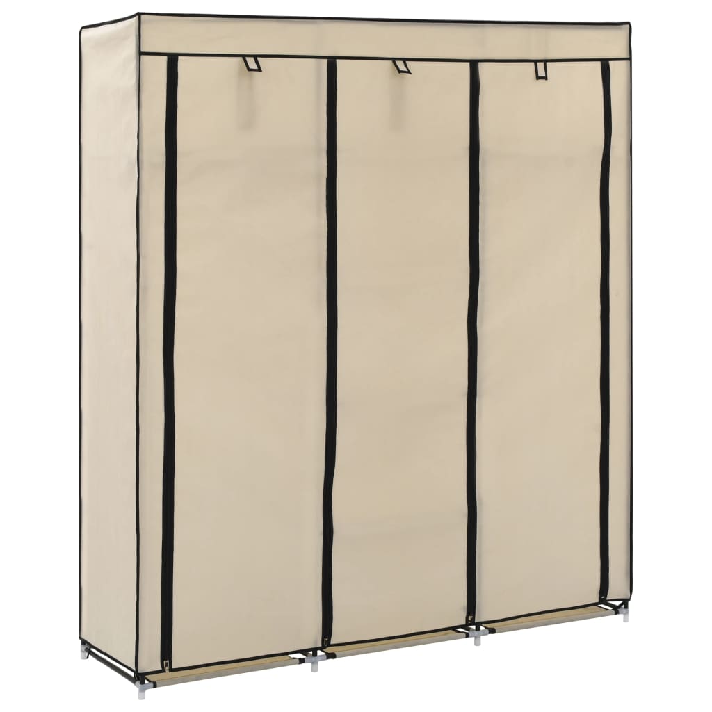 vidaXL Kleiderschrank mit Fächern Stangen Schwarz 150x45x175cm Stoff