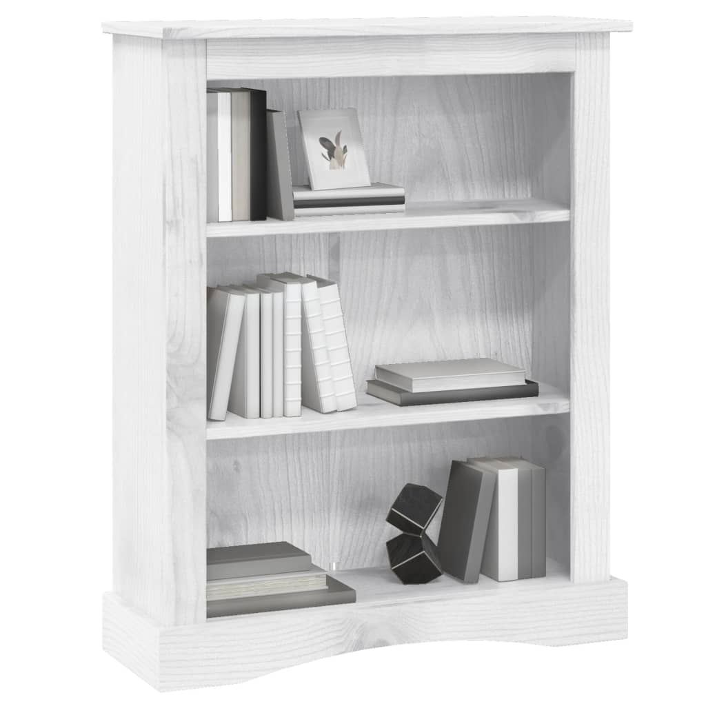 vidaXL Bücherschrank 3 Fächer Mexiko-Stil Kiefernholz Weiß 81x29x100cm