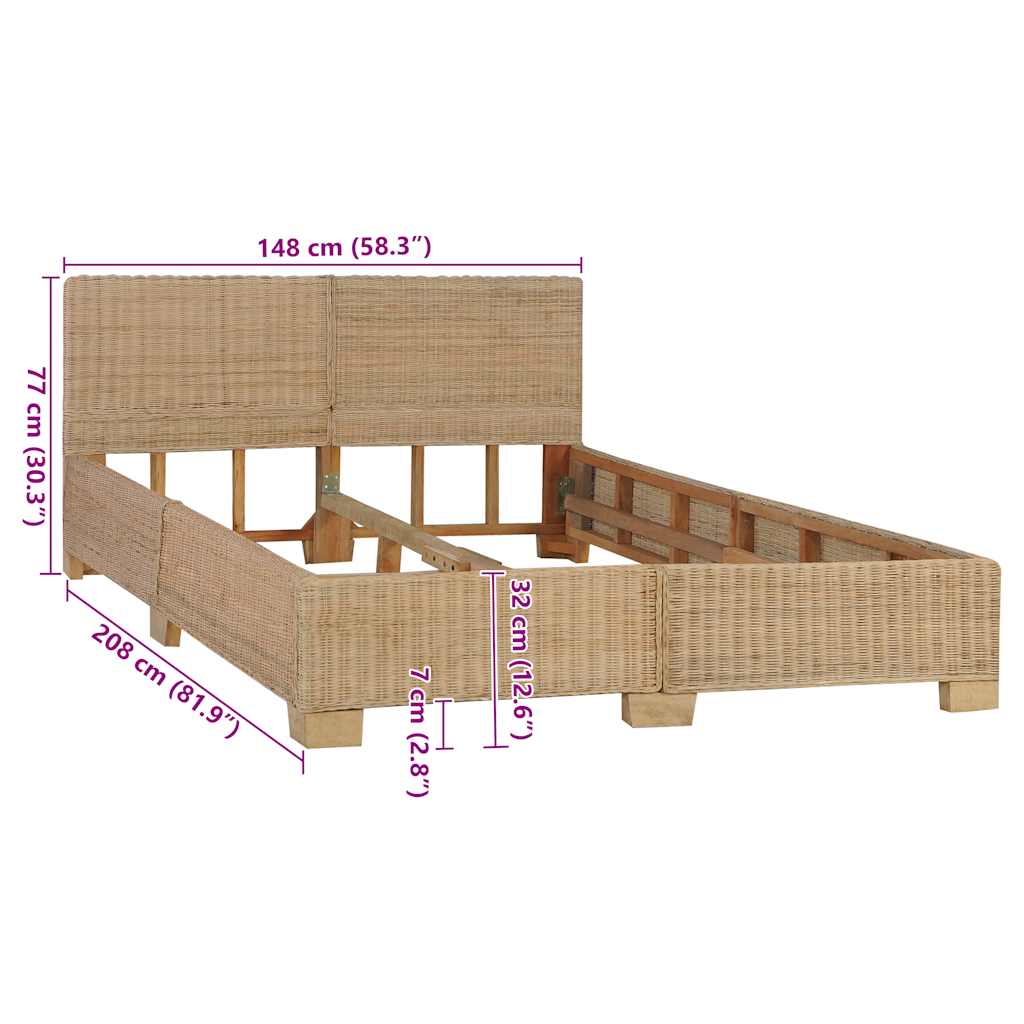 vidaXL Bettrahmen Rattan Handgeflochten 140x200 cm