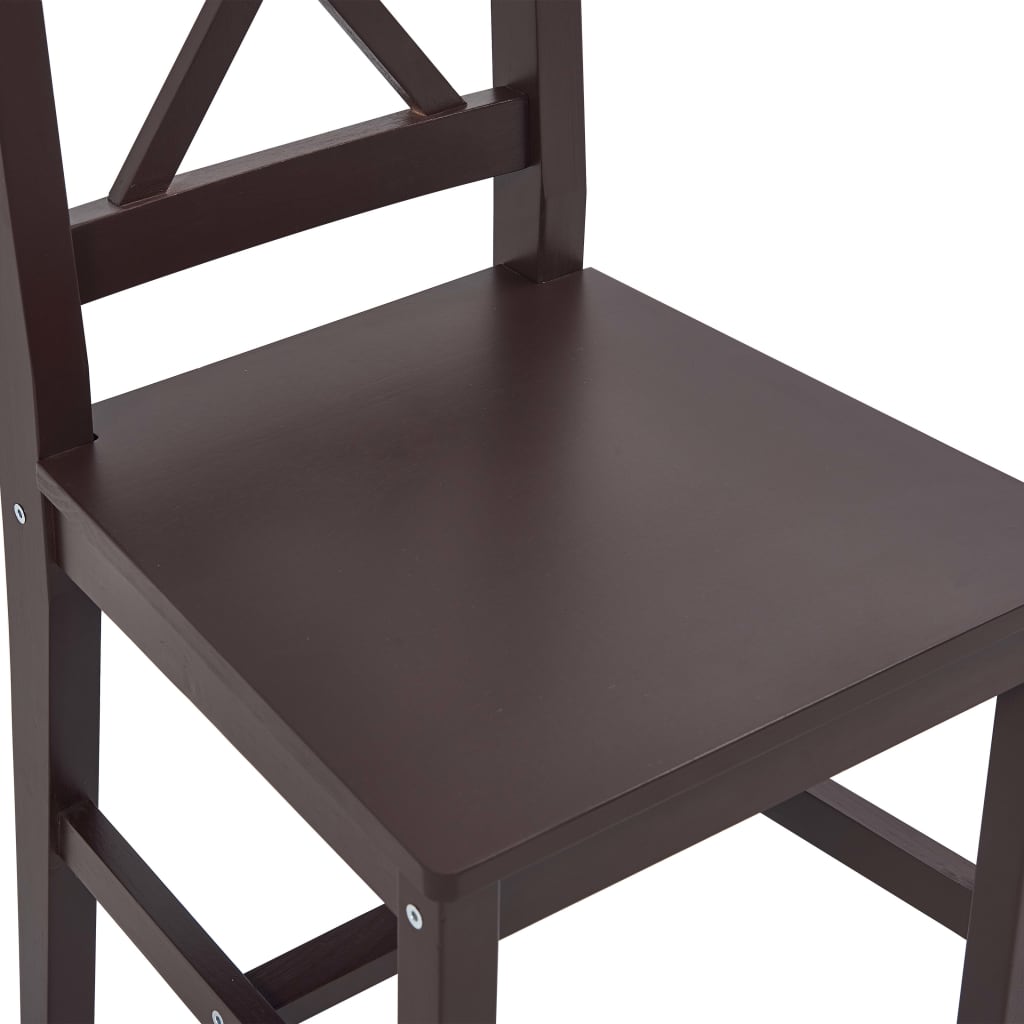 vidaXL 7-tlg. Essgruppe Kiefernholz Dunkelbraun