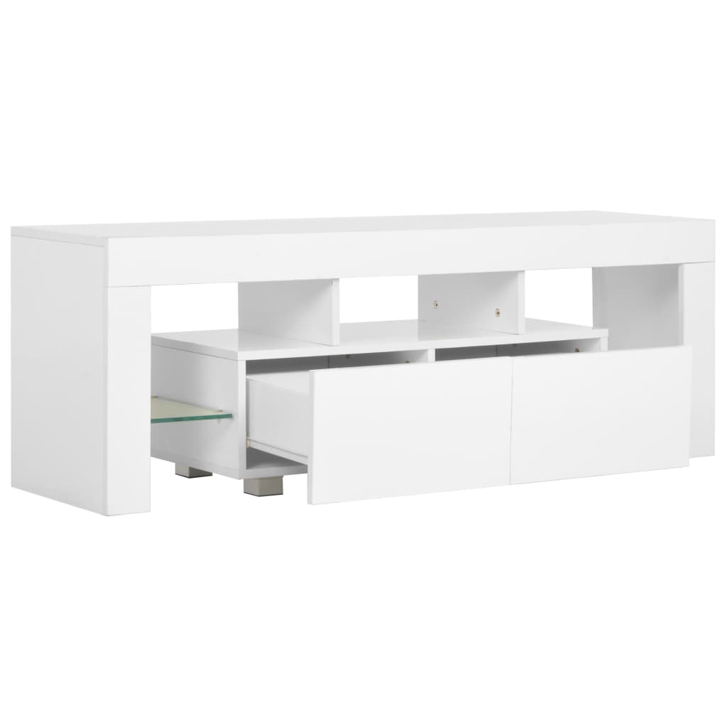 vidaXL TV-Schrank mit LED-Leuchten Hochglanz-Weiß 130x35x45 cm