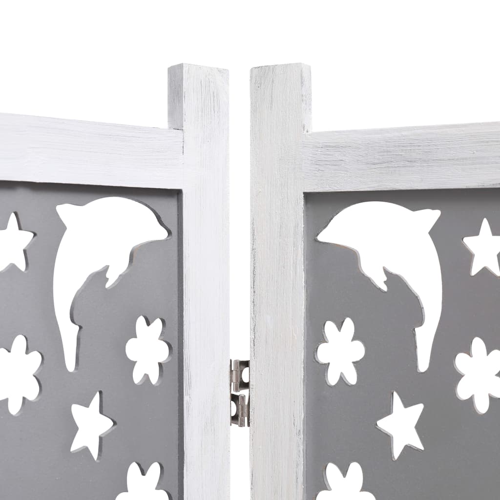 vidaXL 3-teiliger Raumteiler Grau 105 x 165 cm Massivholz