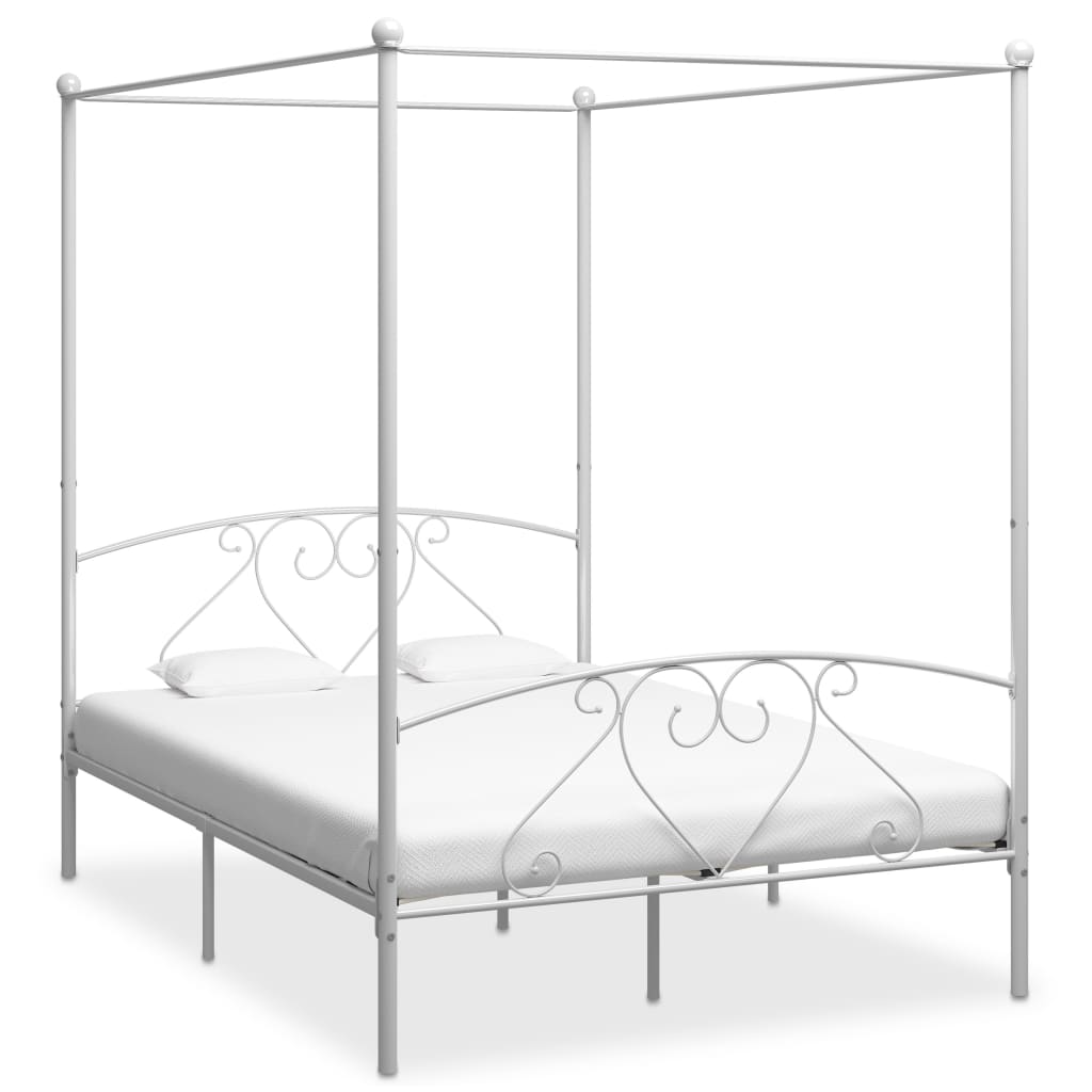vidaXL Himmelbett-Gestell Weiß Metall 90 x 200 cm