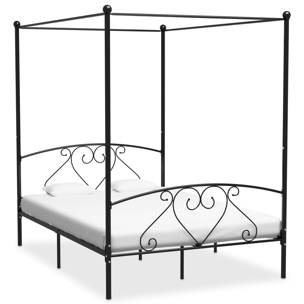 vidaXL Himmelbett-Gestell Weiß Metall 90 x 200 cm