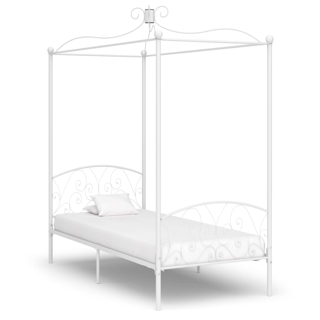 vidaXL Himmelbett-Gestell Weiß Metall 90 x 200 cm