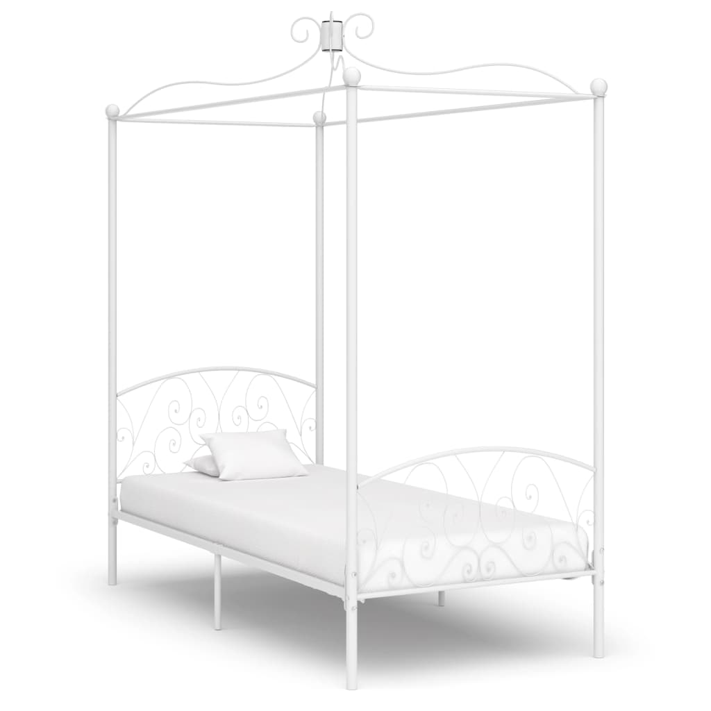 vidaXL Himmelbett-Gestell Weiß Metall 90 x 200 cm