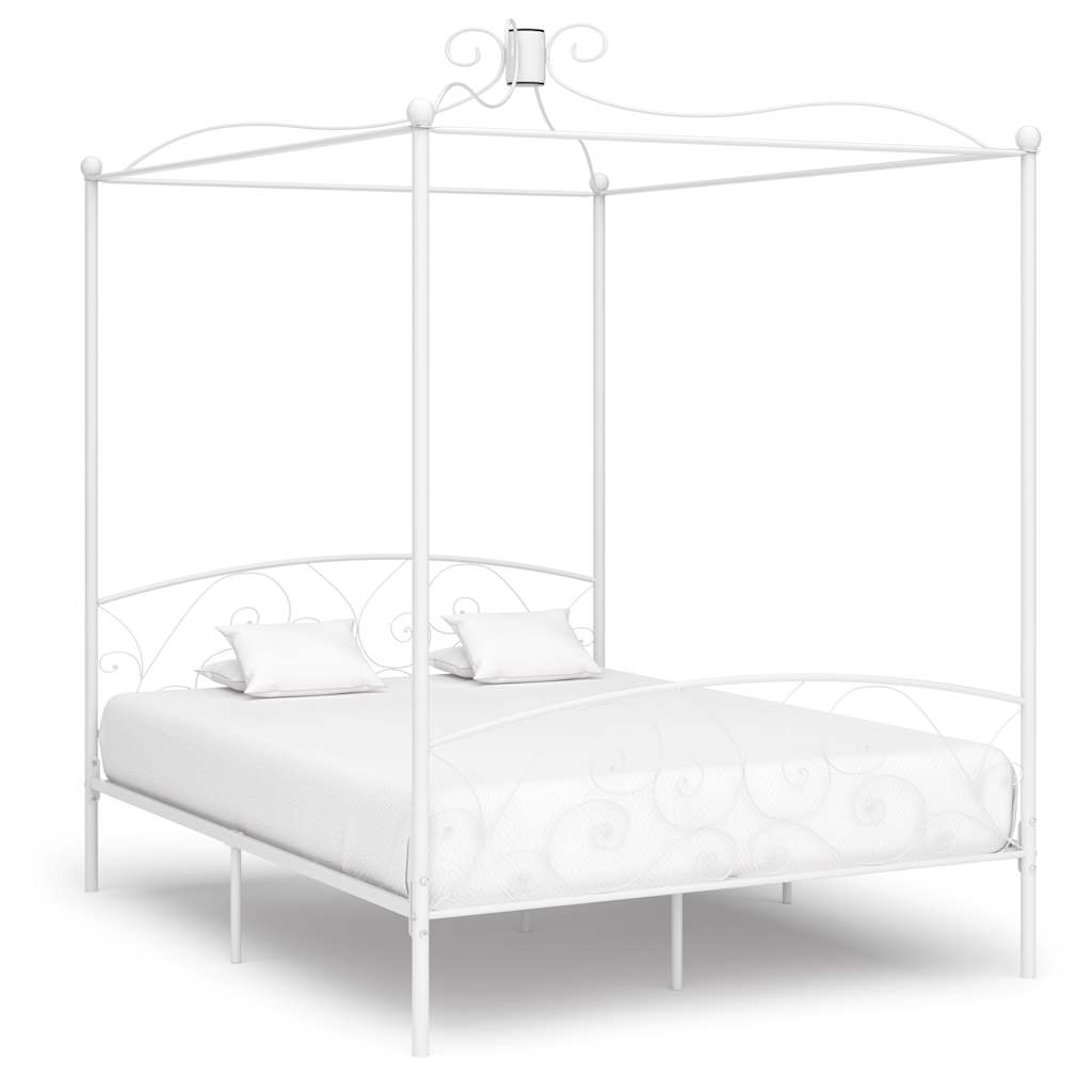 vidaXL Himmelbett-Gestell Weiß Metall 90 x 200 cm