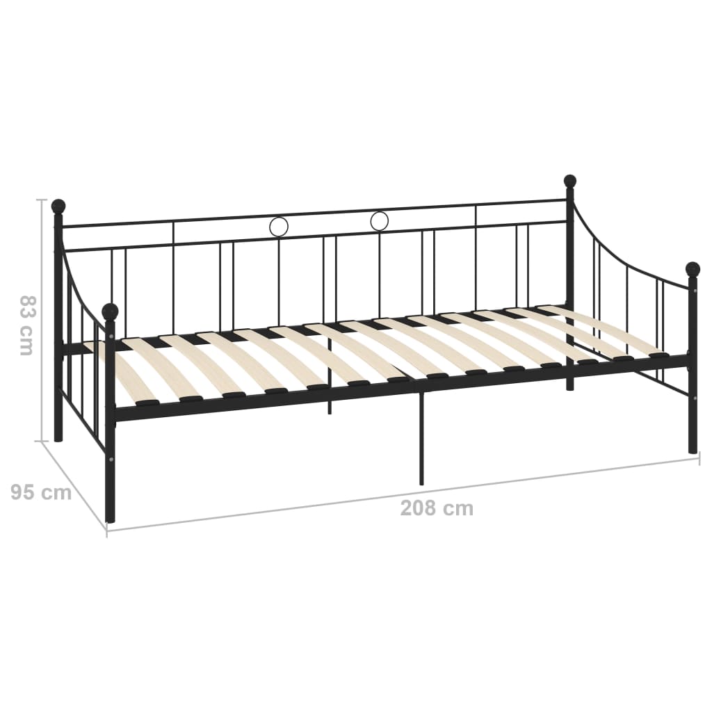 vidaXL Tagesbett-Rahmen Schwarz Metall 90×200 cm