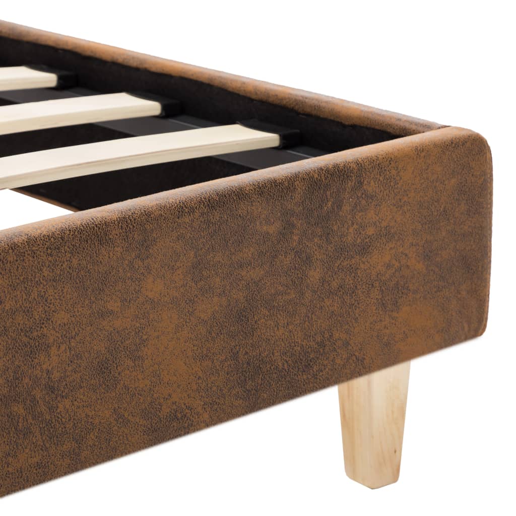 vidaXL Bettgestell Braun Wildleder-Optik 90x200 cm