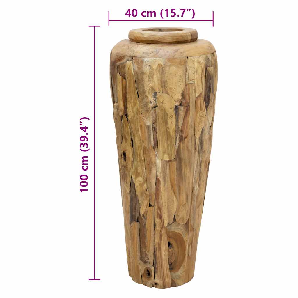 vidaXL Deko-Vase 40 x 100 cm Massivholz Teak