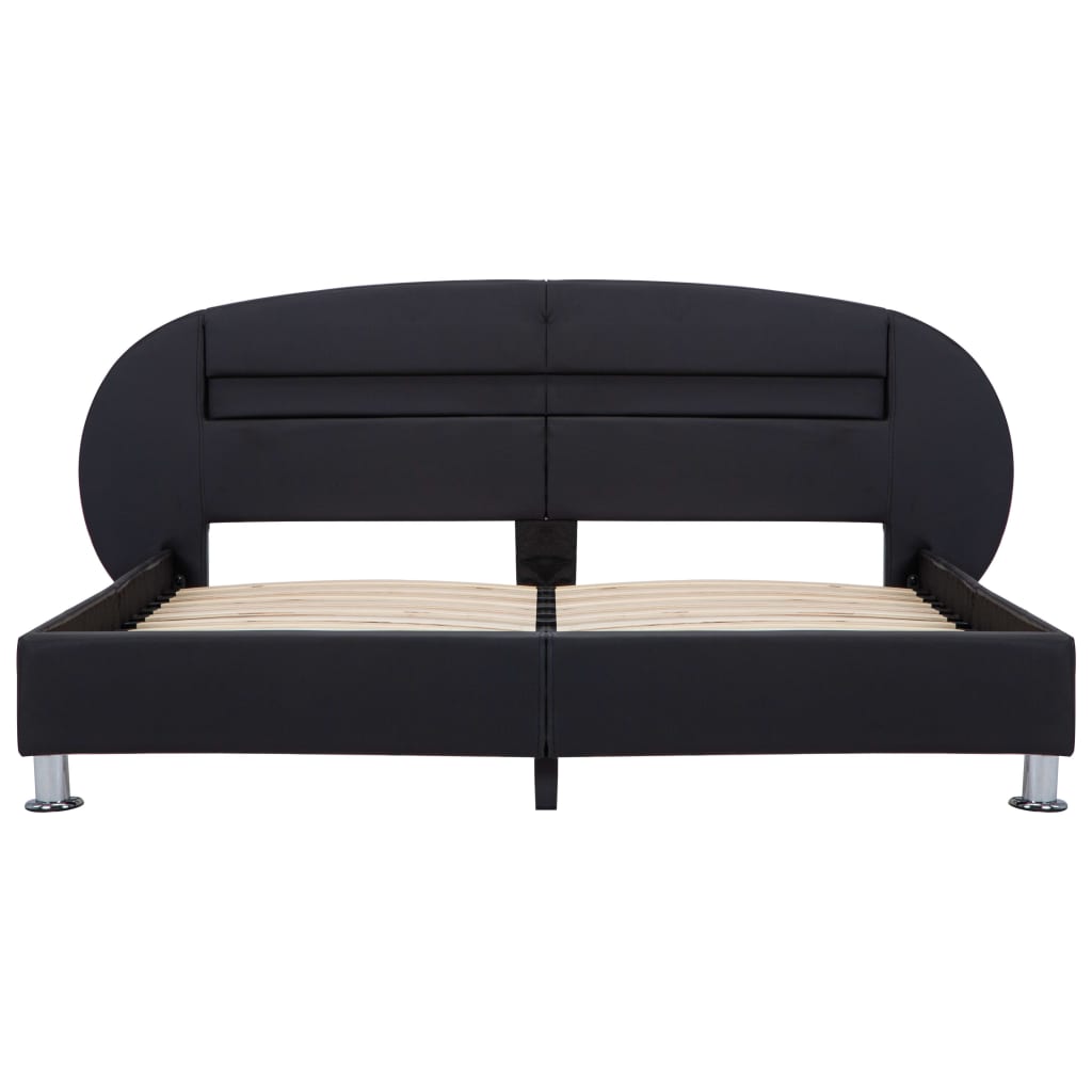 vidaXL Bettgestell mit LED Schwarz Kunstleder 180x200 cm