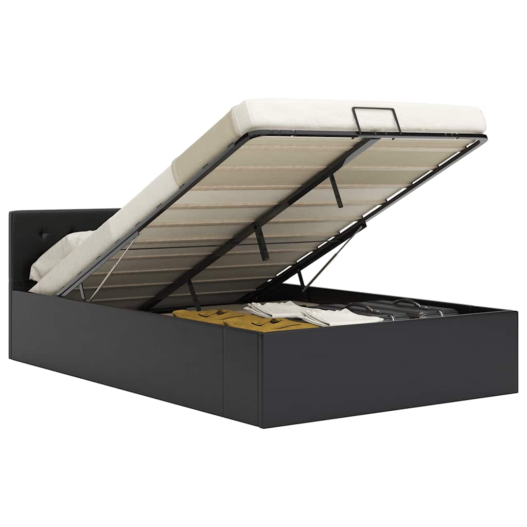 vidaXL Stauraumbett Hydraulisch Schwarz Kunstleder 90×200 cm