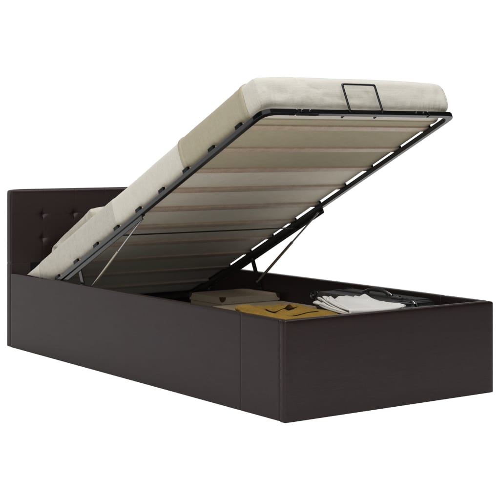 vidaXL Stauraumbett Hydraulisch Schwarz Kunstleder 90×200 cm